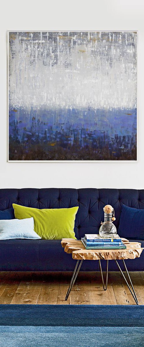 "Rain" 48x48" Contemporary Art by Bo Kravchenko by Bo Kravchenko
