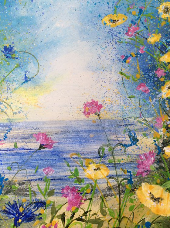 Wild Flowers by the Sea # Large# Framed