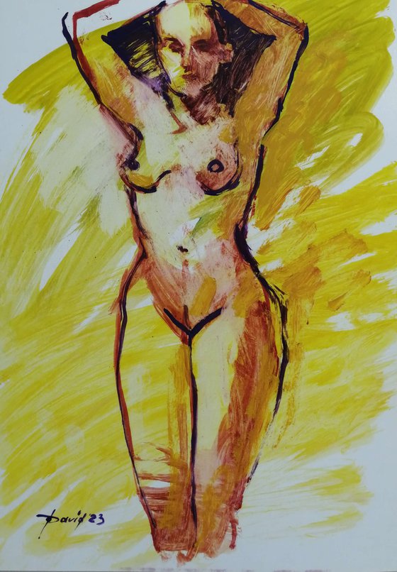Nude study female oil on paper