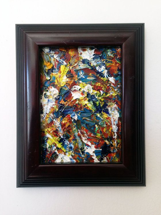 "Murder Palette" - Original PMS Micro Painting On Glass, Framed - 7.5 x 9.5 inches