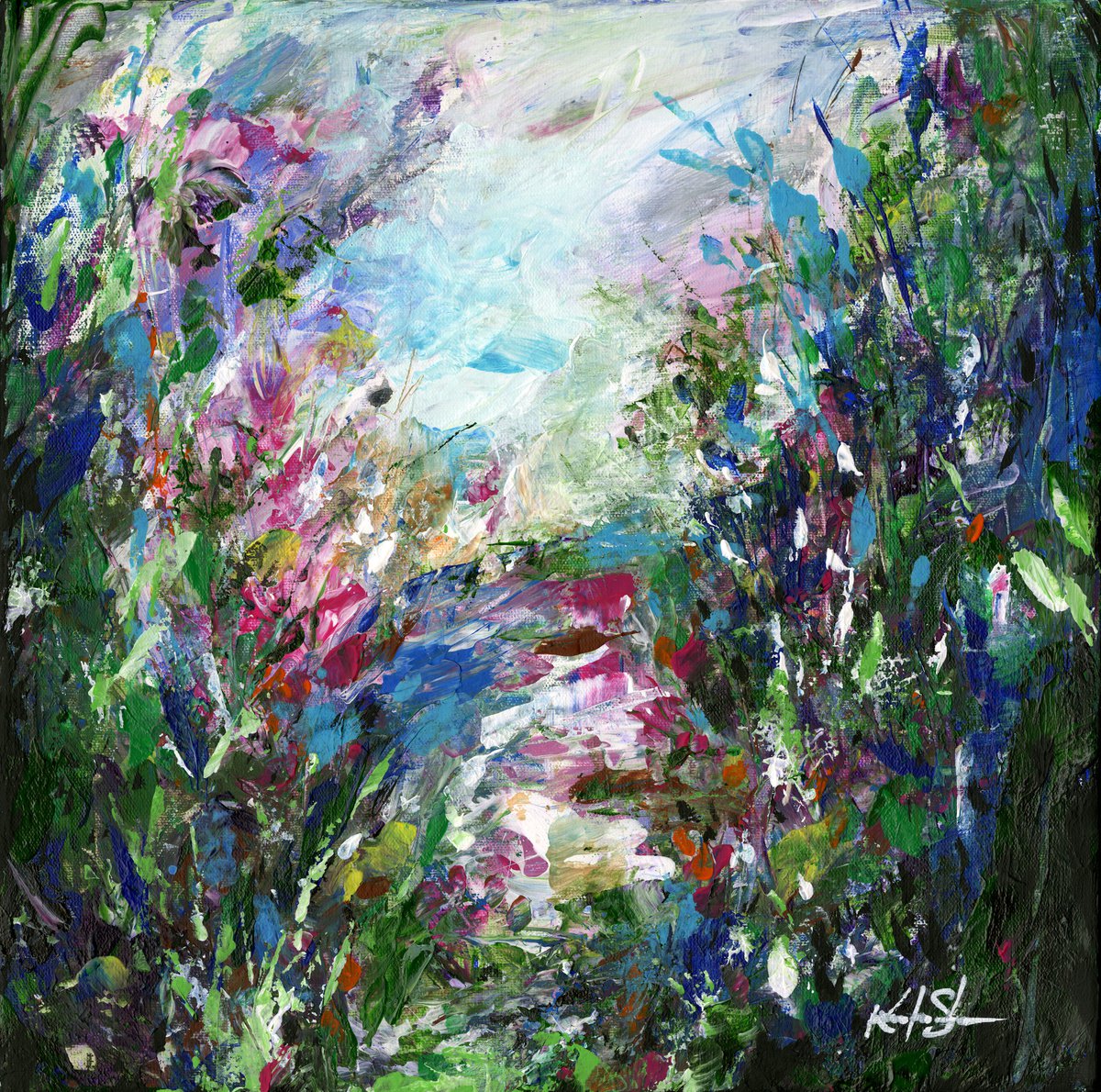 A Meadow Journey 15 - Mixed Media Floral Painting by Kathy Morton Stanion by Kathy Morton Stanion