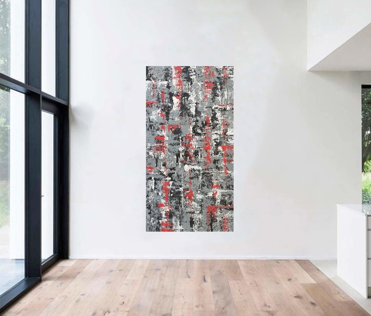 Abstract Acrylic Painting By Max Yaskin, 33 X 63", Rise 2 By M.y., Original Artwork