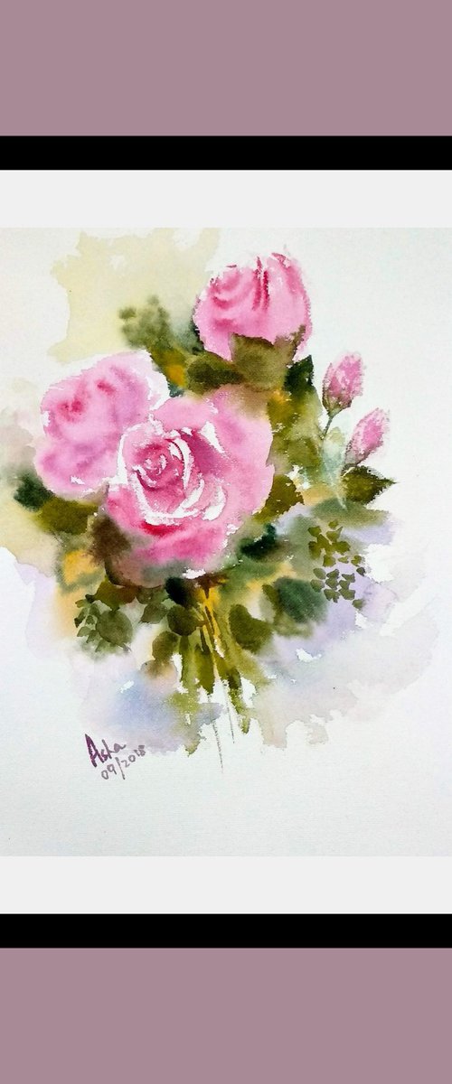 Baby Pink Roses by Asha Shenoy