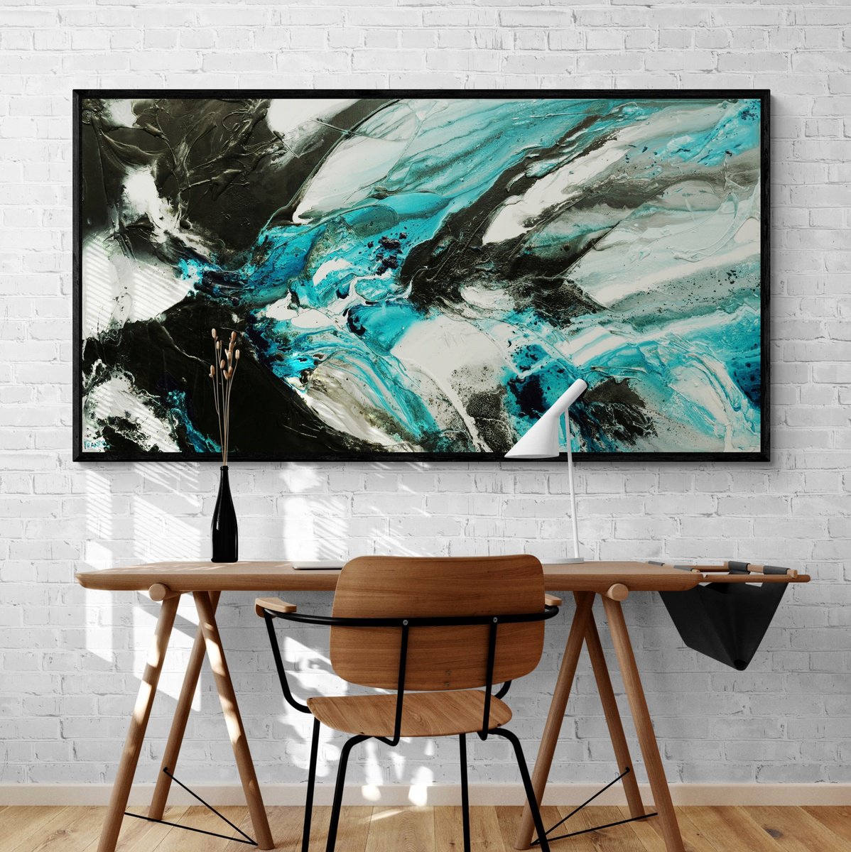 Southern Nero 190cm x 100cm Textured Abstract Art by Franko