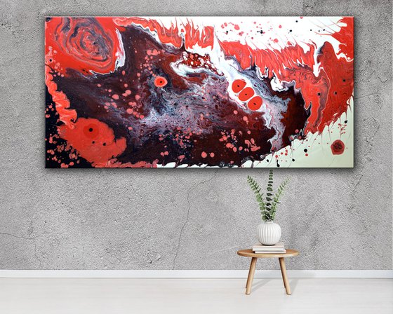 Red Coral - Original Abstract Painting 48" x 24"