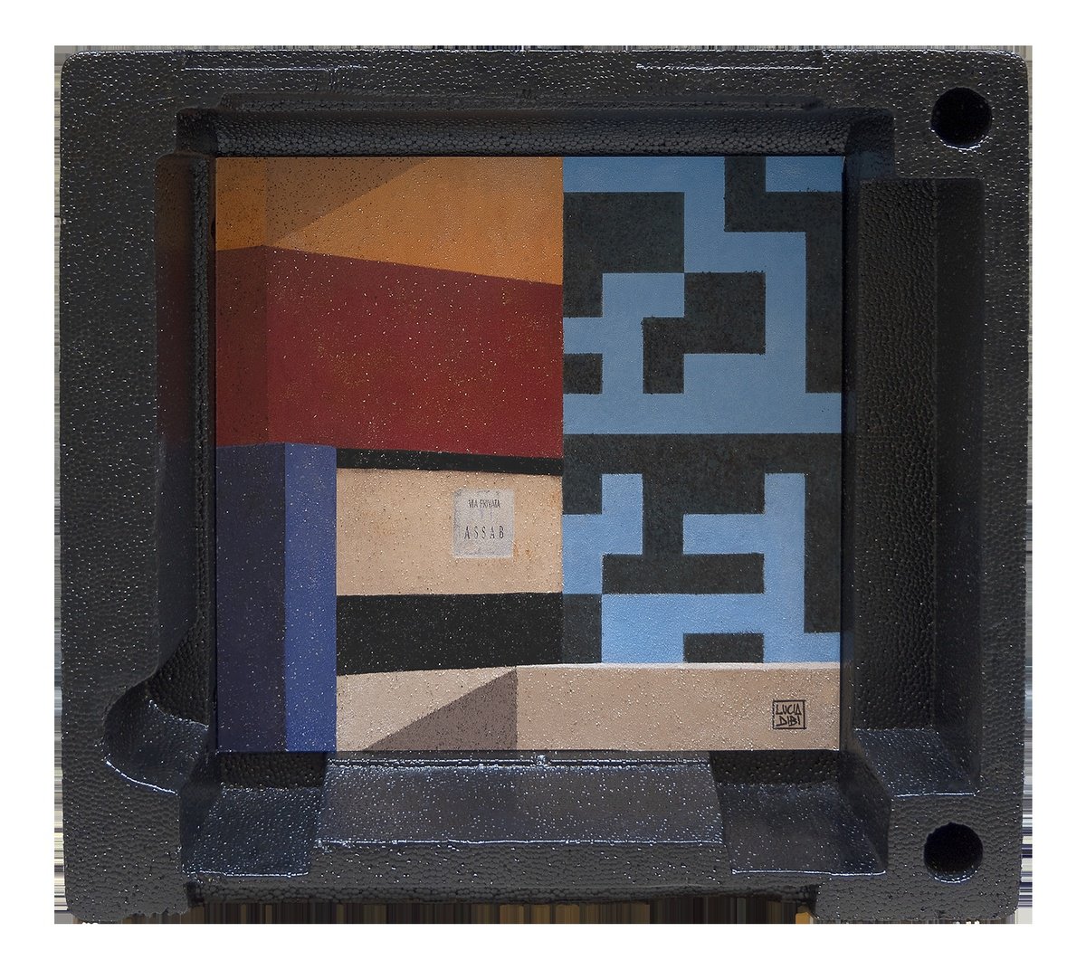 Urban And Pop Cityscapes Acrylic Painting By Lucia Dibi, 17 X 15", Q18 Orizzonti, Original Artwork