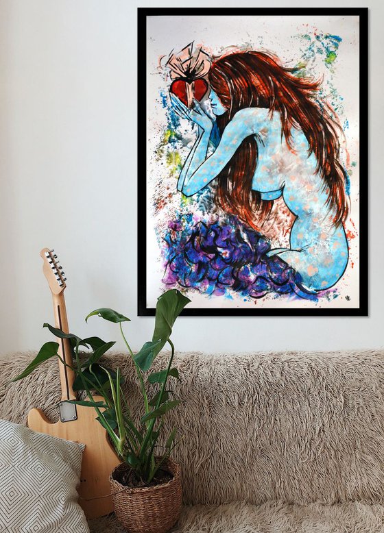 Lovers Gift - Emotional Original Romantic Art Painting Portrait Perfect for a Gift