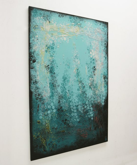 Once in Boiling Blue XL - Vertical Abstract Painting - Ronald Hunter 7N