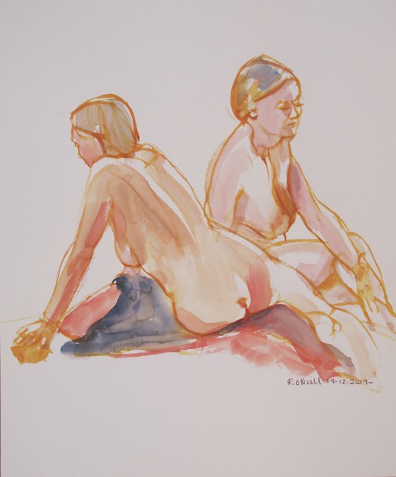Seated female nude 2 poses