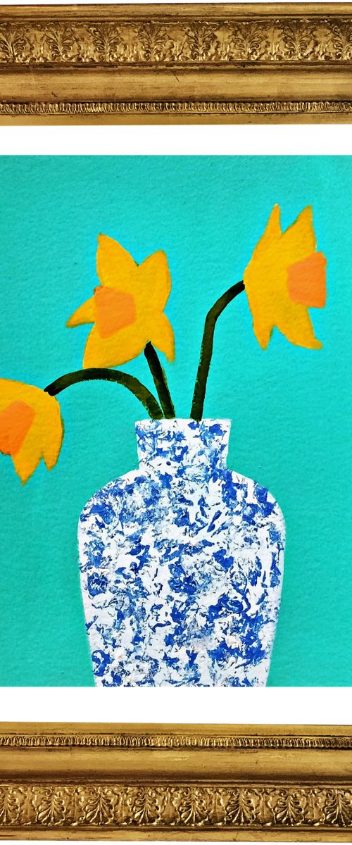 Daffodils in a Chinese Vase by Jan Rippingham