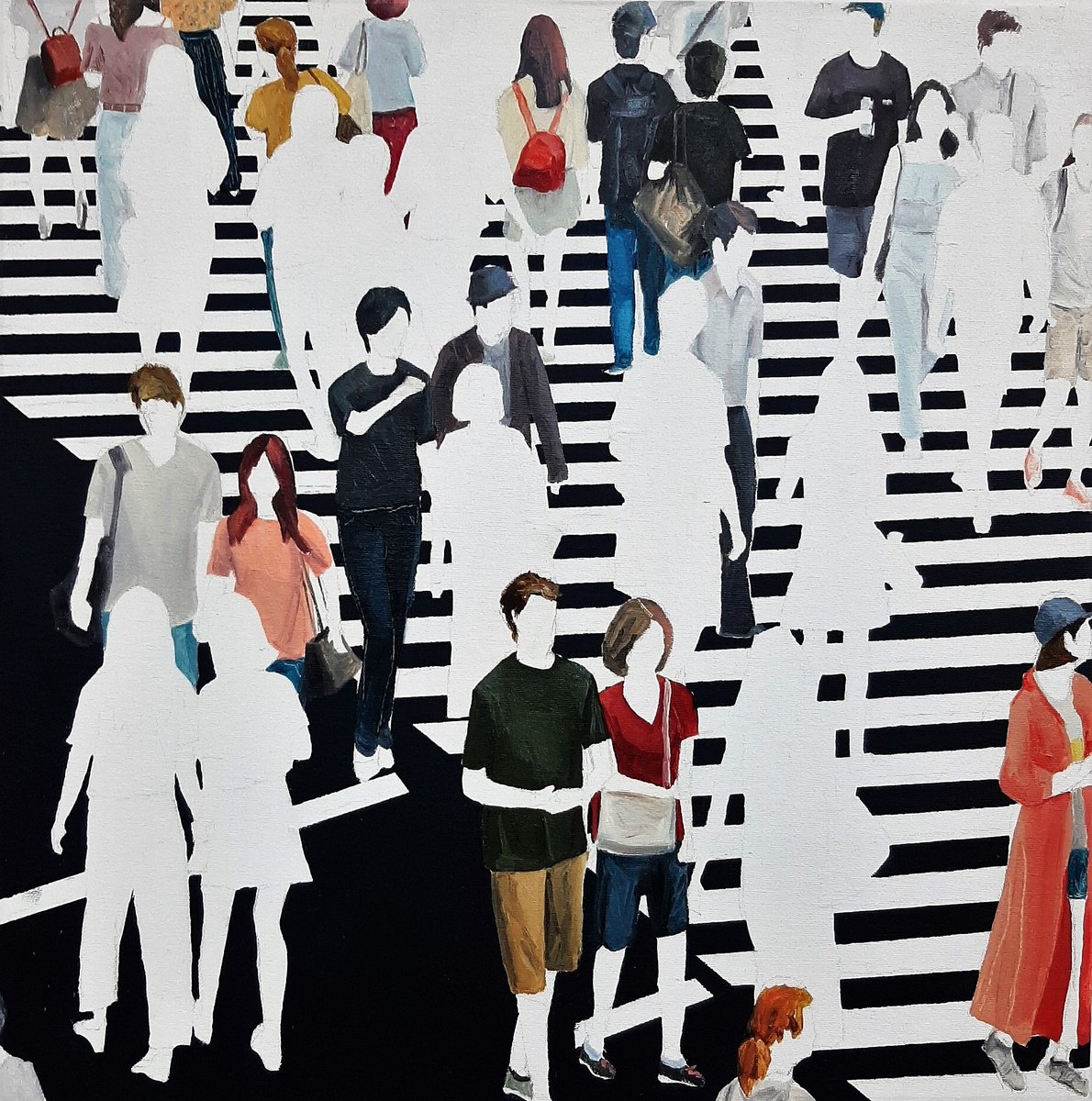 Urban And Pop Cityscapes Oil Painting By Martta Garcia, 16 X 16", Postal Code 10117, Original Artwork