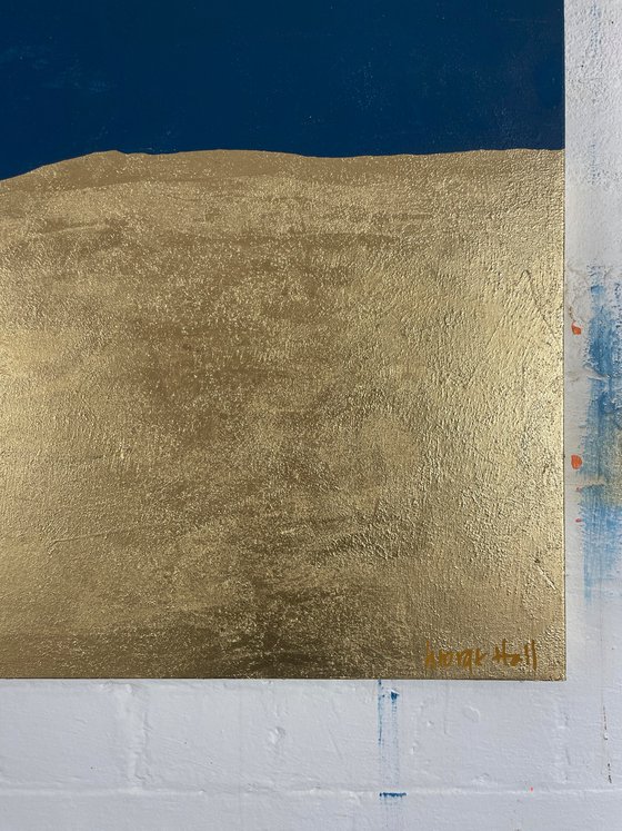 Wise Lands Three - 152 x 61 cm - metallic gold paint and acrylic on canvas