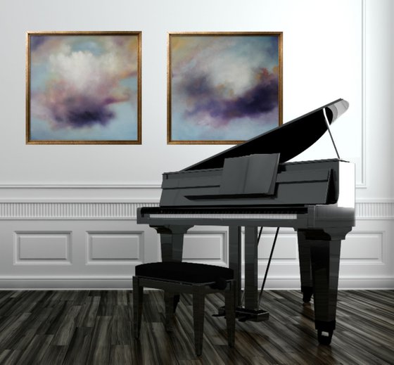 Clouds of Peace; Diptych (two) paintings