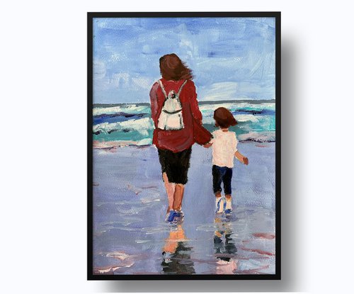 Mom with a kid on the beach.(3) by Vita Schagen
