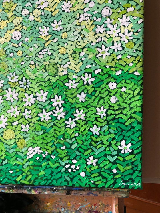 Abstract green flowers