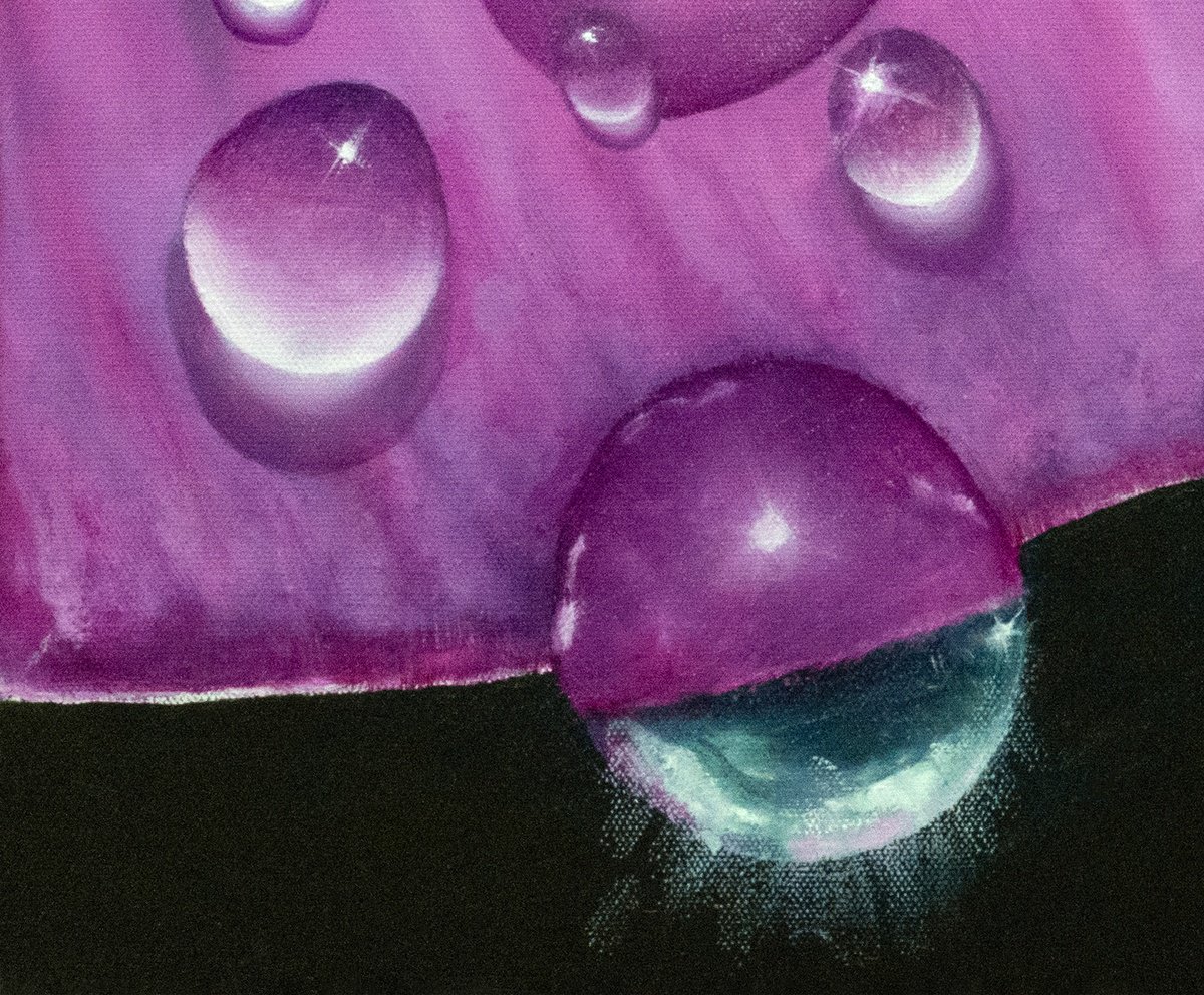 Photorealistic Botanical Oil Painting By Juan Bernal, 24 X 18", Purple Rain, Original Artwork