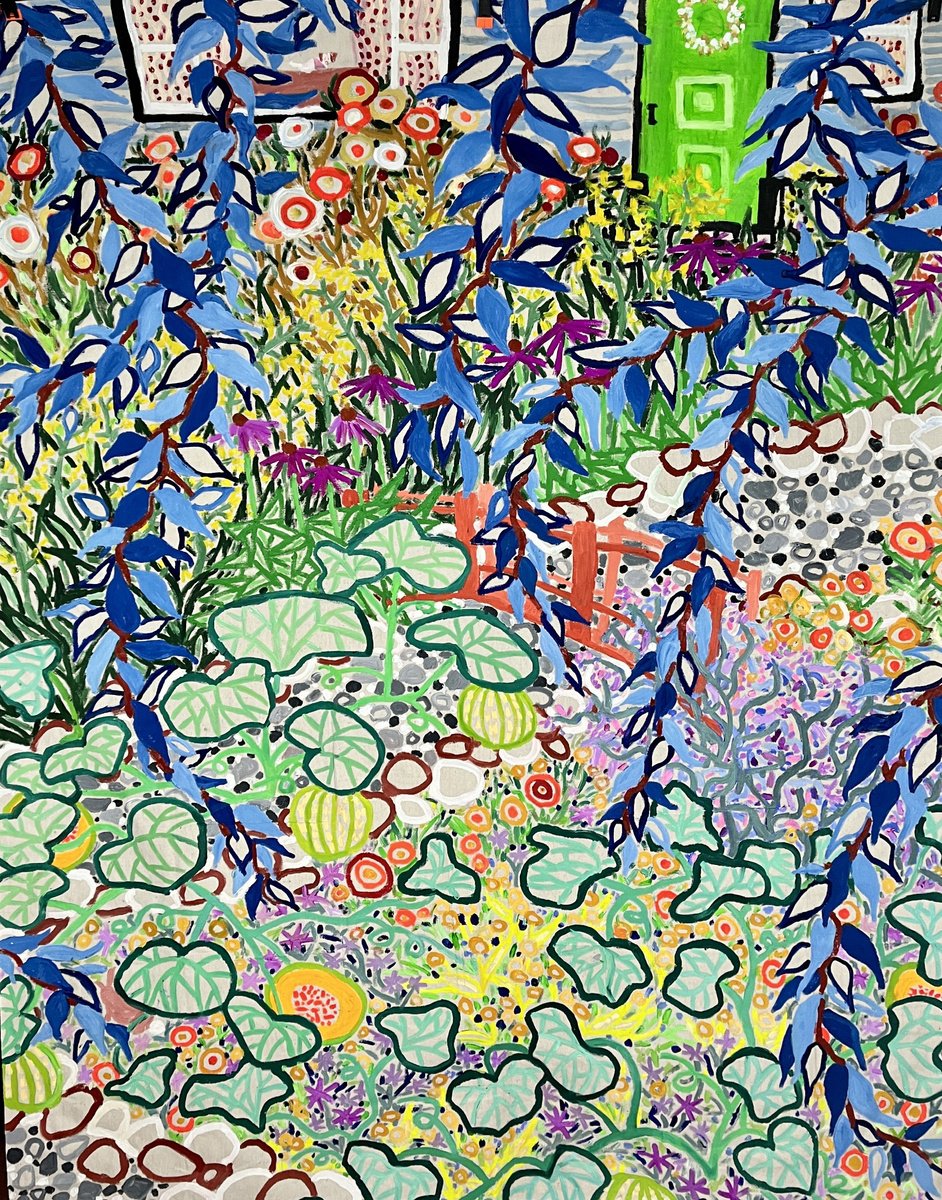 Expressive Botanical Acrylic Painting By Katie Jurkiewicz, 60 X 72", Front Yard, Original Artwork
