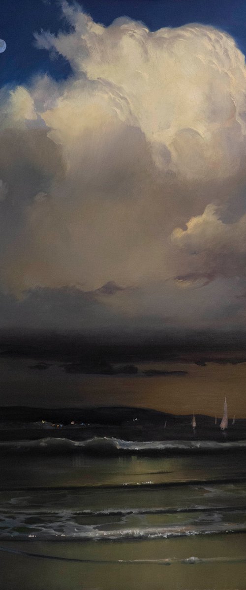 Moon Over Sausalito by Sergei Yatsenko
