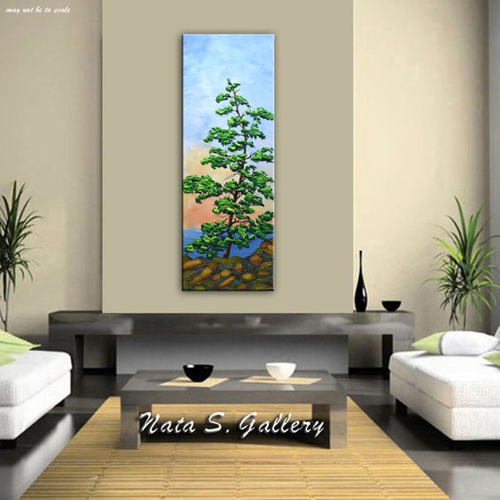 Alone - Original Impasto Pine Tree Painting