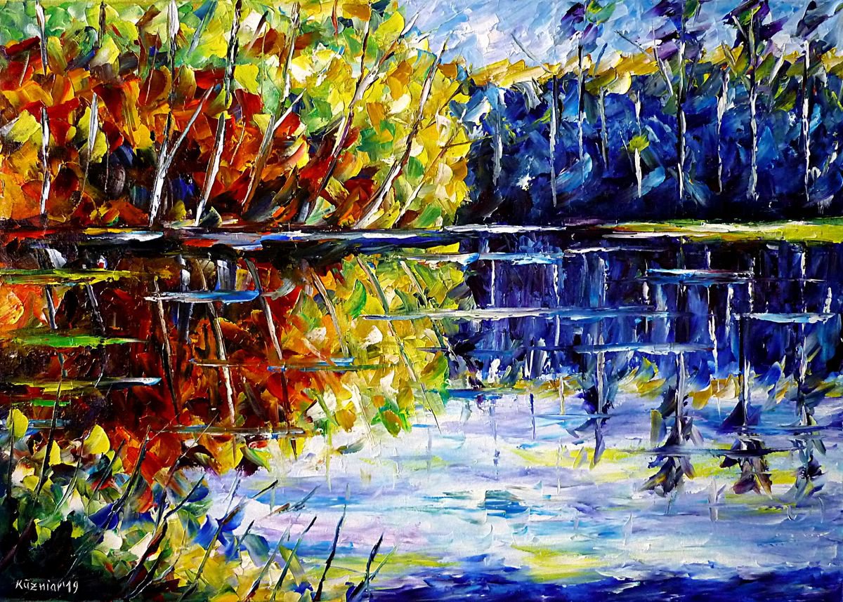 Expressive Oil Painting , At The Lake By Mirek Kuzniar, 28 X 20, Artwork For Sale On Artfinder