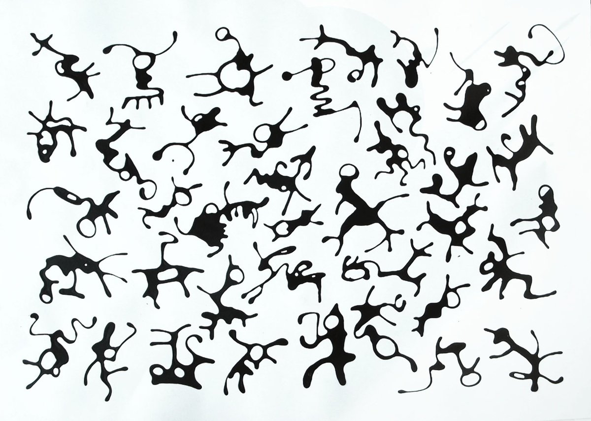 Organic Abstract Painting By John Sharp, 39 X 28, Menagerie 4, Original Artwork