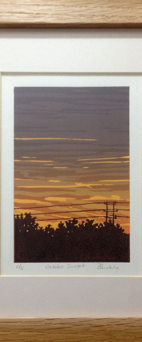 October Sunset, framed by Alexandra Buckle