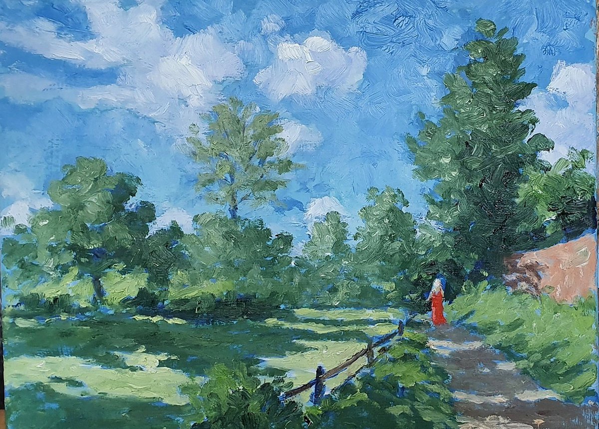 Impressionistic Landscape Oil Painting By Colin Ross Jack, 16 X 12, Summer Walk 10, Original Artwork