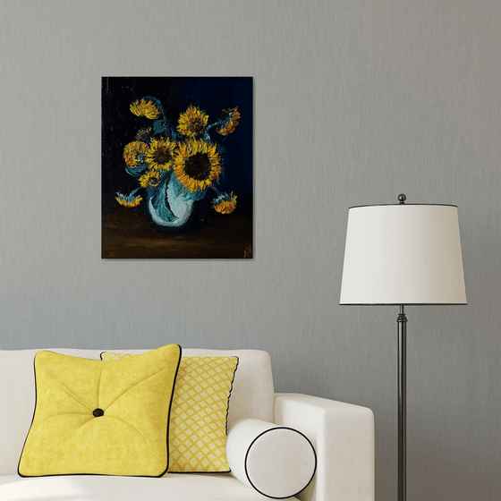 SUNFLOWERS IN WHITE VASE