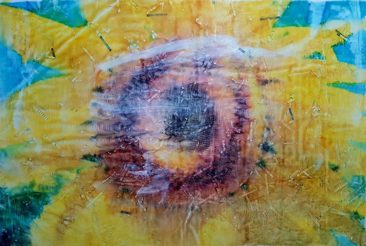 Girasole (n.316) - 75 x 49 x 2,50 cm - ready to hang - mix media painting on stretched can... by Alessio Mazzarulli
