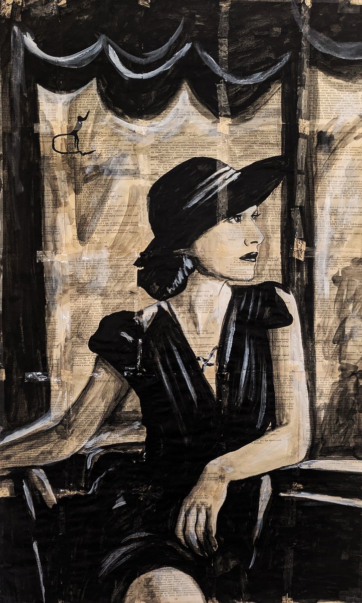 Urban And Pop Portrait Acrylic Painting By Valera Hrishanin, 24 X 38", Girl From Retro New York #2 #7, Original Artwork