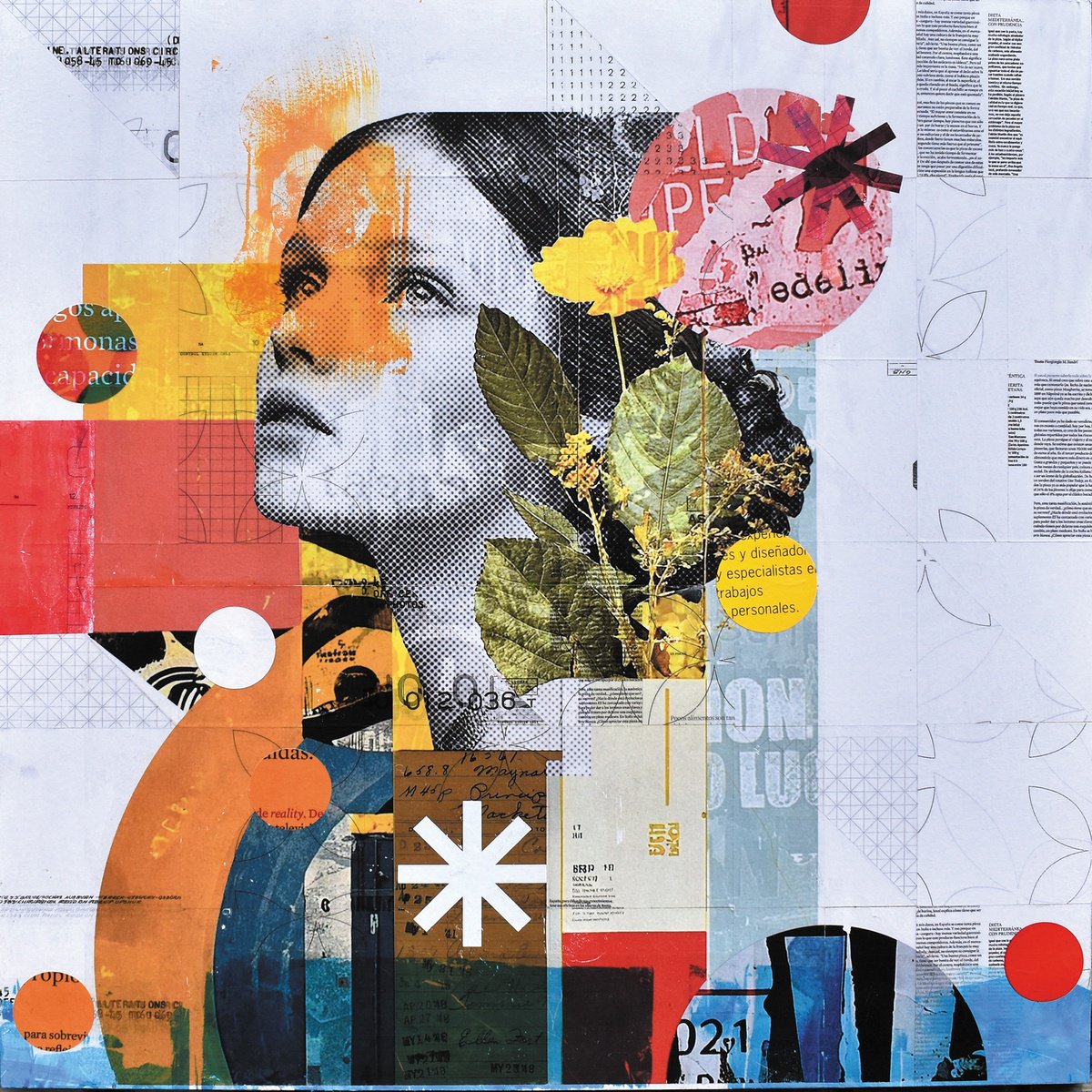 Urban And Pop Botanical Collage By Manel Villalonga, 24 X 24", 304_Spring, Original Artwork