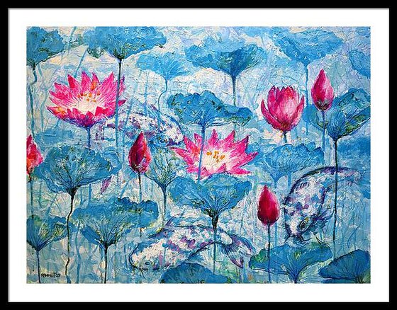 Water Lilies and Koi Fish