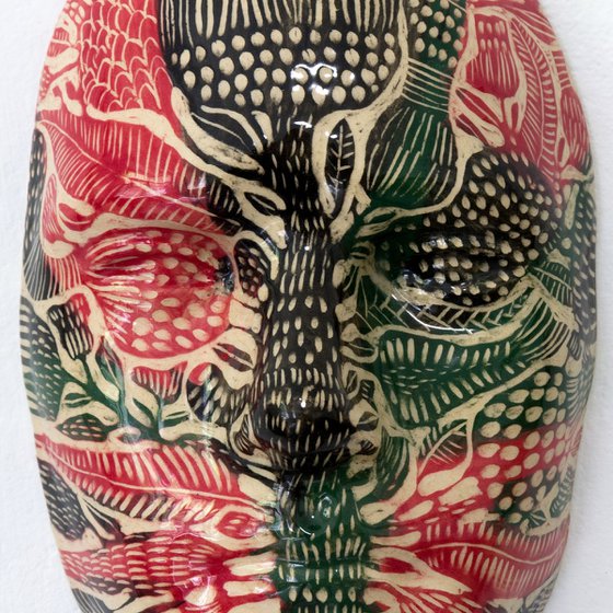 Ceramic sculpture Face 13 x 20 x 6 cm