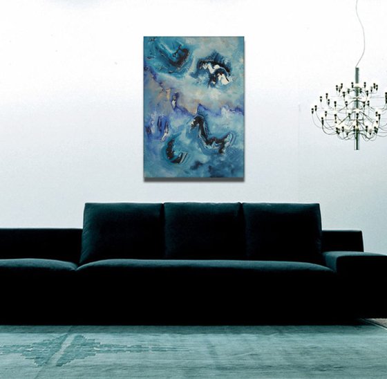 Spatial languages 50x70 cm, Original abstract painting, oil on canvas