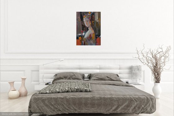 Lady portrait (58x42cm, oil/canvas, abstract portrait)