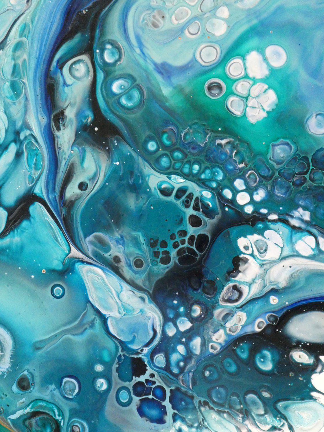 Blue Acrylic Painting, A close up from one of my fluid pain…