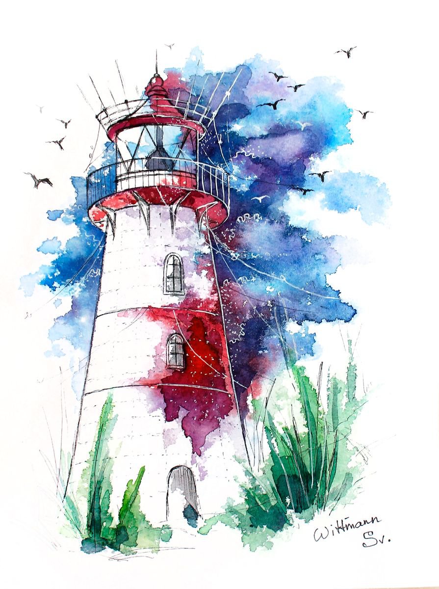 Lighthouse Original Watercolour Painting On Artfinder