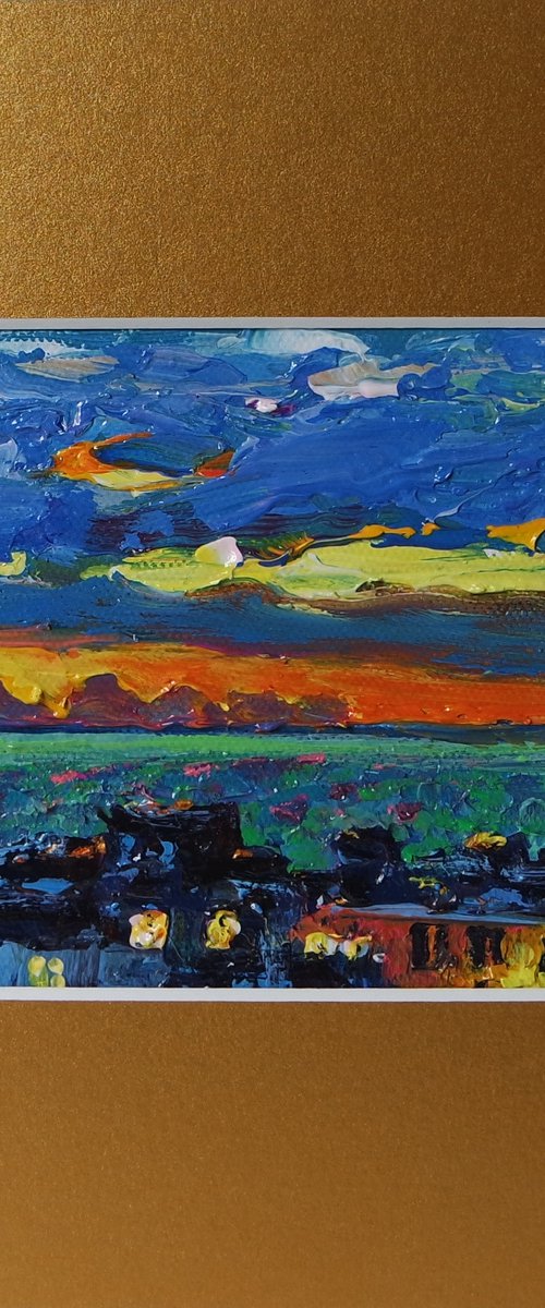 'THE SUN BEYOUND HORIZON' - Miniatur Painting under Mat by Ion Sheremet