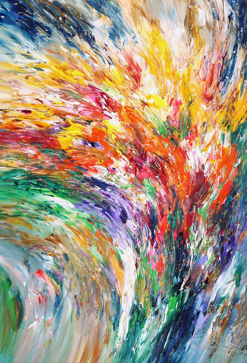 Abstract Acrylic Painting By Peter Nottrott, 41 X 61", What A Summer Day D 4, Original Artwork