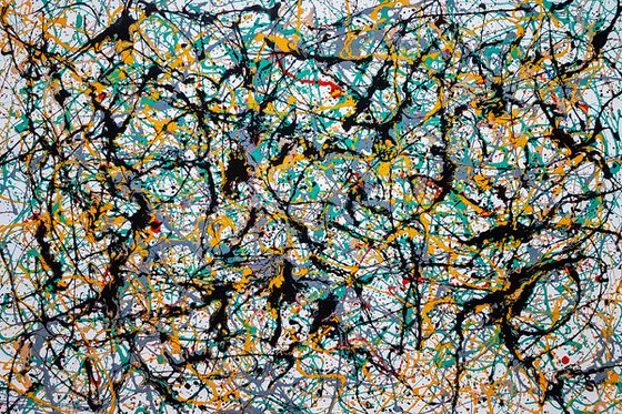 Animo N-4. (W)160x(H)110 cm. Style of JACKSON POLLOCK. Abstract Expressionism Painting