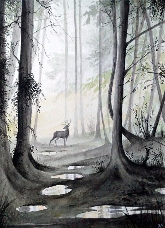 The Stag (Original Watercolour Painting)