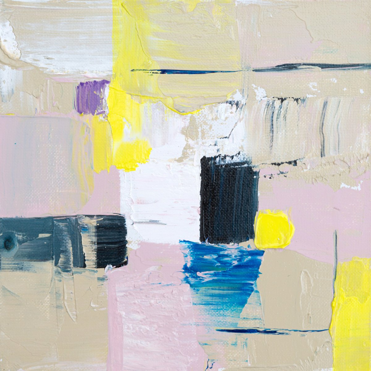 Geometric Abstract Acrylic Painting By Milena Gaytandzhieva, 8 X 8", Minimalist Abstract 1, Original Artwork