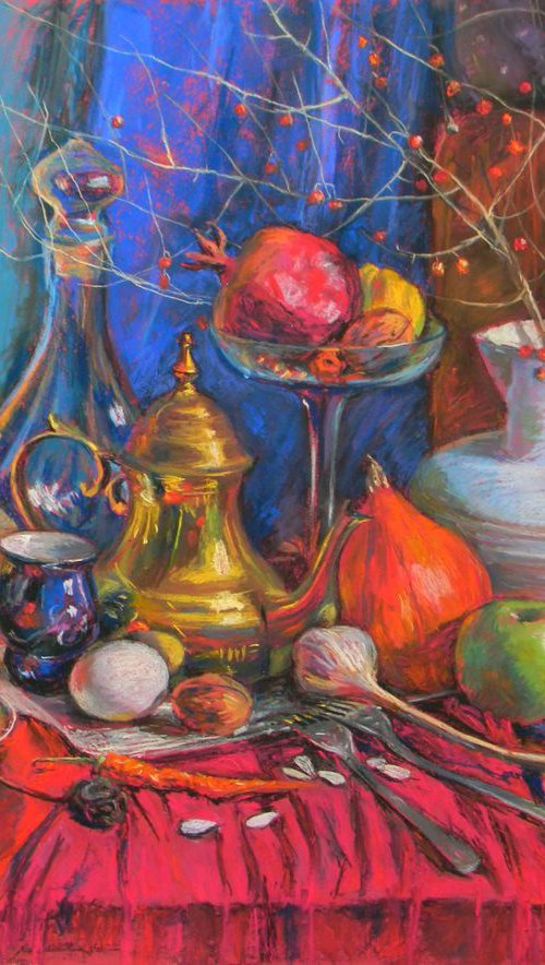 Golden Teapot Retinue by Liudmyla Chemodanova