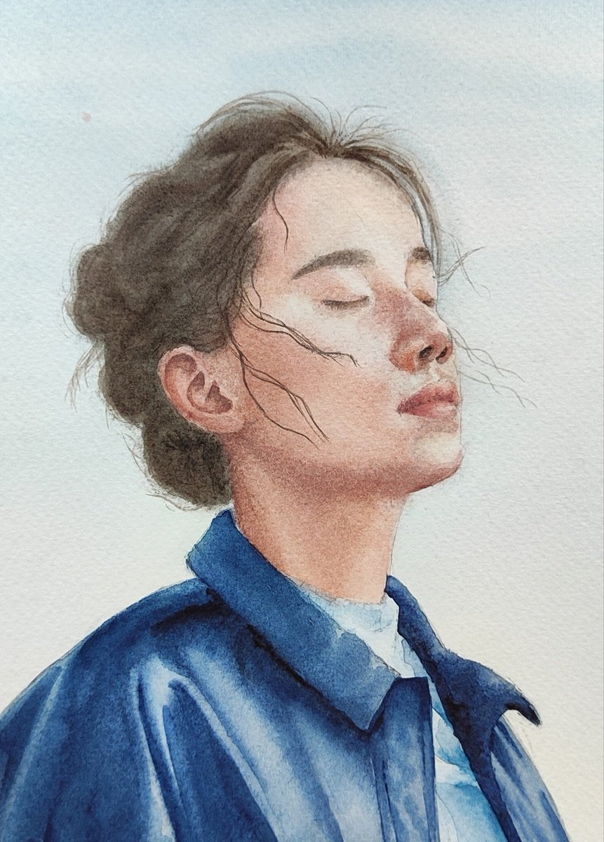 Photorealistic Watercolour , Whisper Of The Wind (Collection Unspoken) By Zhanna Utkina, 7 X 9, Artwork For Sale On Artfinder