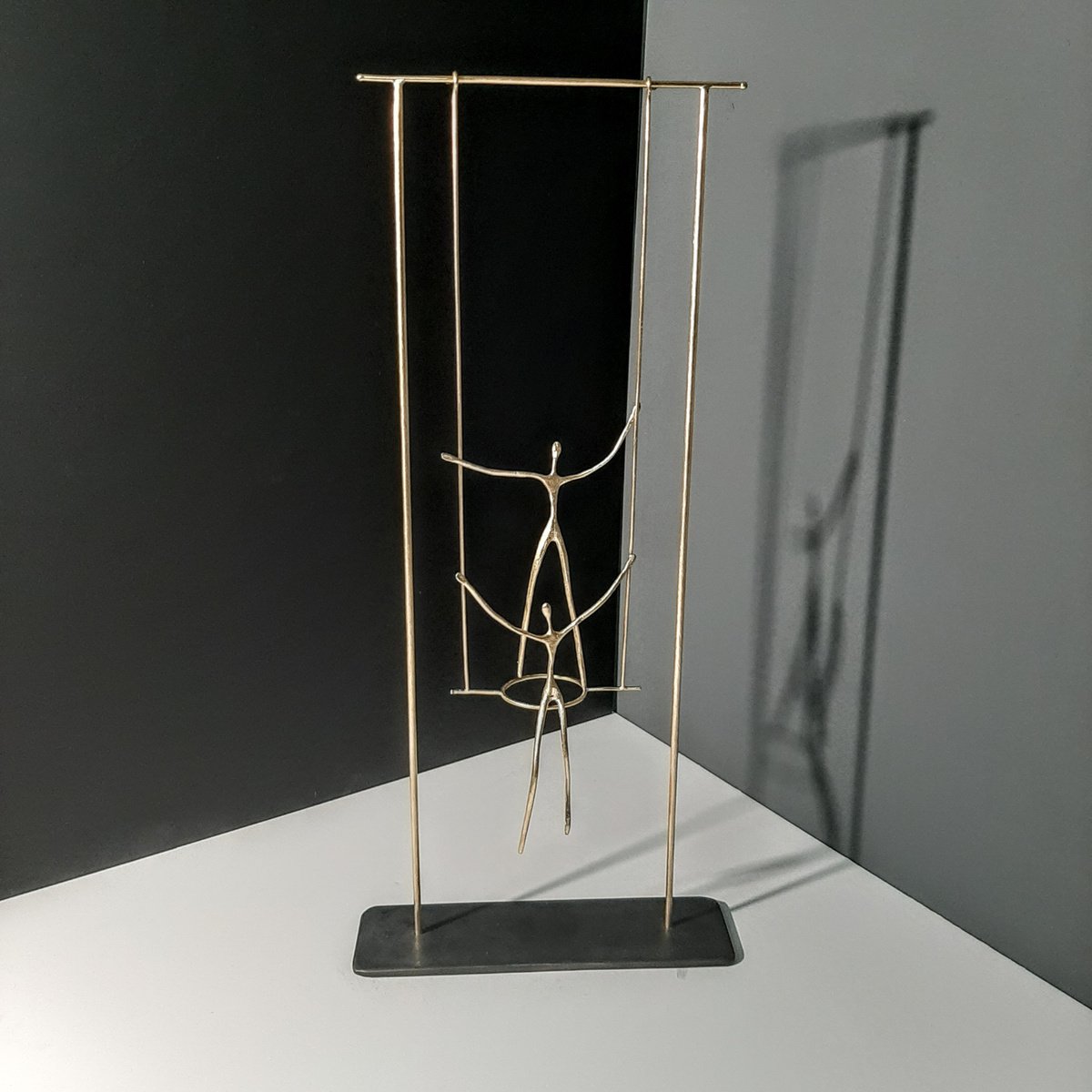 Impressionistic Portrait Bronze Sculpture By Anna Andreadi, 8 X 18, Finding Balance Together, Original Artwork