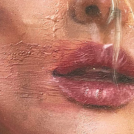 Victoria | Blonde female model portrait romantic face woman grunge oil painiting canvas