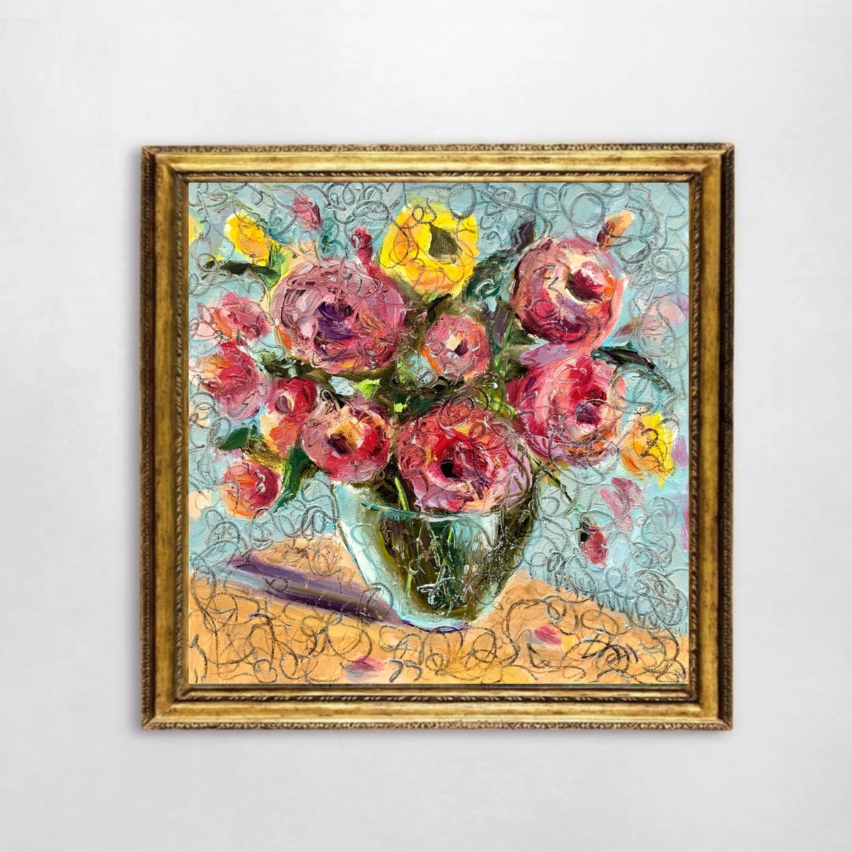 Bouquet of Flowers - floral, roses, textured art by Alexandra Jagoda (Ovcharenko)