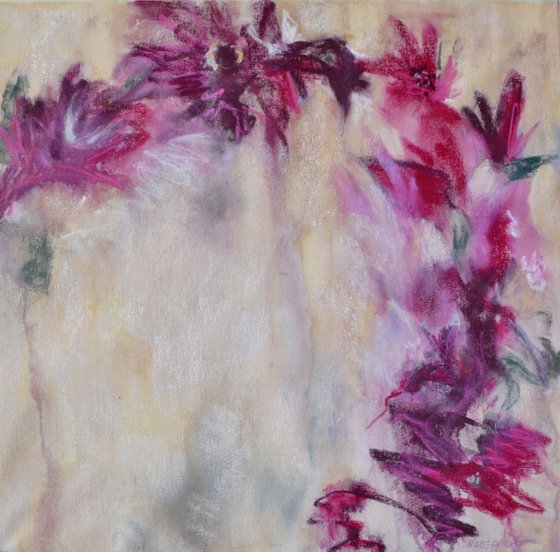 Carola - Reigen - Pastel painting in pink and white