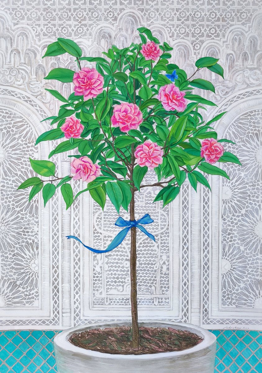 Magnolia tree in a white pot by Natalie Levkovska