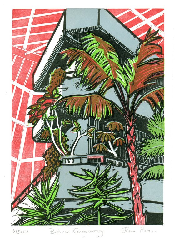 Barbican Conservatory Limited Edition linocut No.6